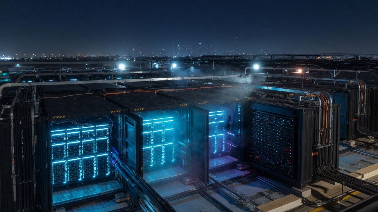 MyCityDC modular edge AI data center at night